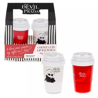 Mad Beauty Le Diable S'habille en Prada Duo de baumes à lèvres Tasses à café – Aloe Vera & Rose