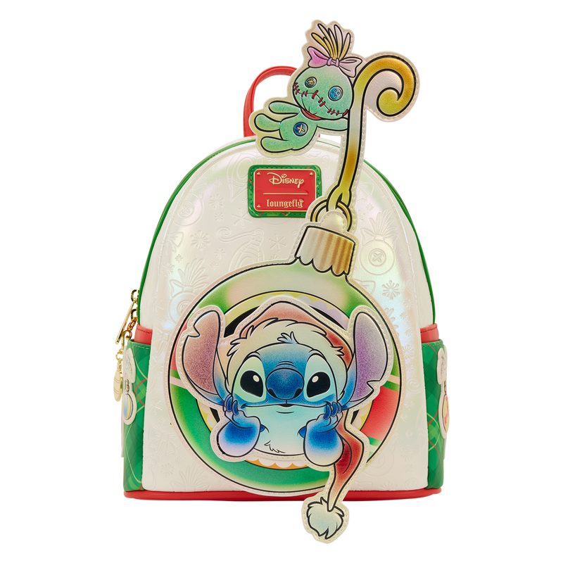 Loungefly Disney Stitch & Scrump Weihnachtskugel Mini-Rucksack