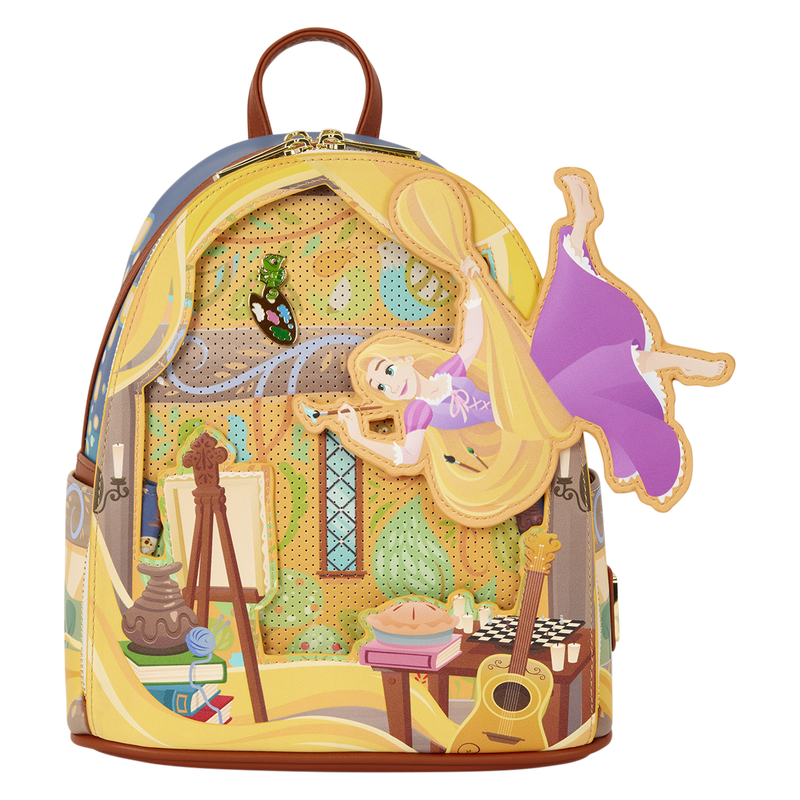 Loungefly Disney Rapunzel Neu verföhnt Pin Trader Mini-Rucksack