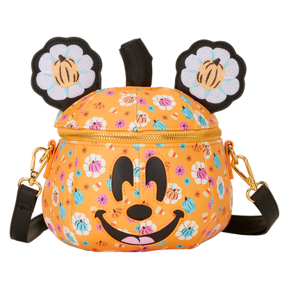 Sac bandoulière Mickey Mouse à motif floral et tête de citrouille
