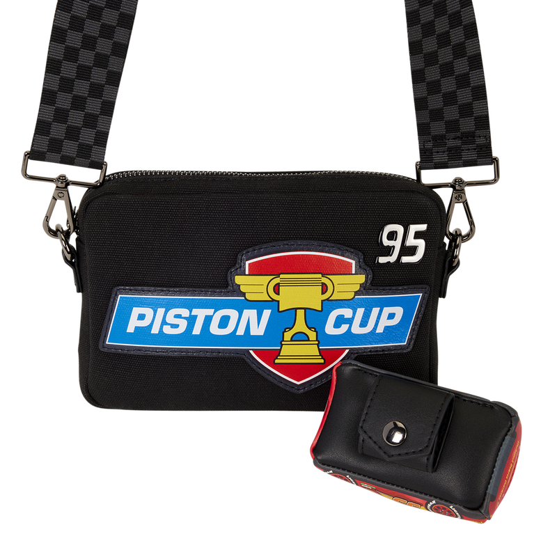 Loungefly Cars 20th Anniversary Piston Cup Sling Crossbody Bag