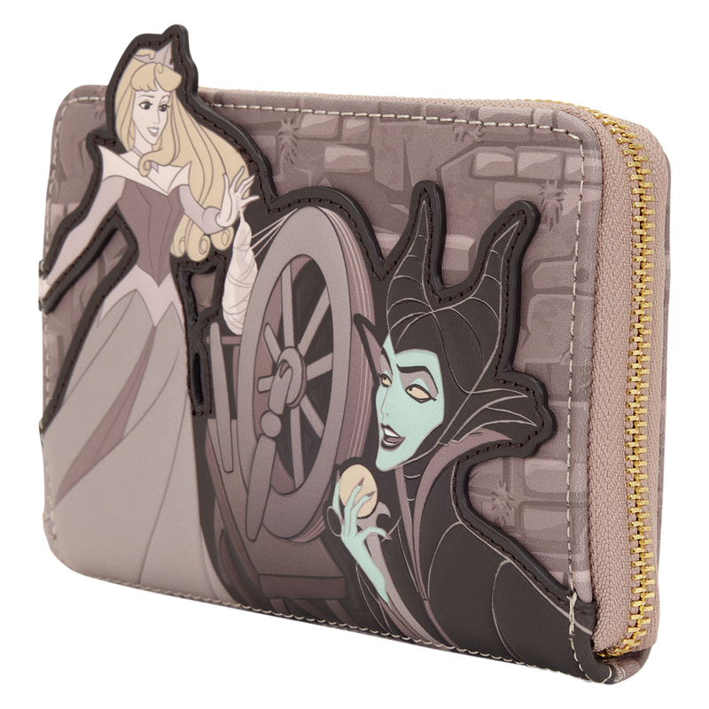 Loungefly Disney Dornröschen & Maleficent drehbare Geldbörse mit Reißverschluss