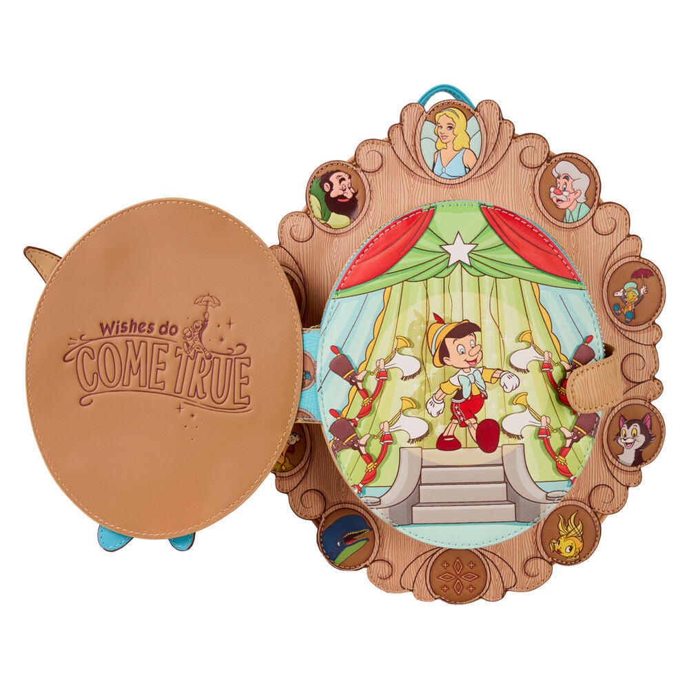 Loungefly Disney Pinocchio Holzrahmen Lenticular Mini-Rucksack