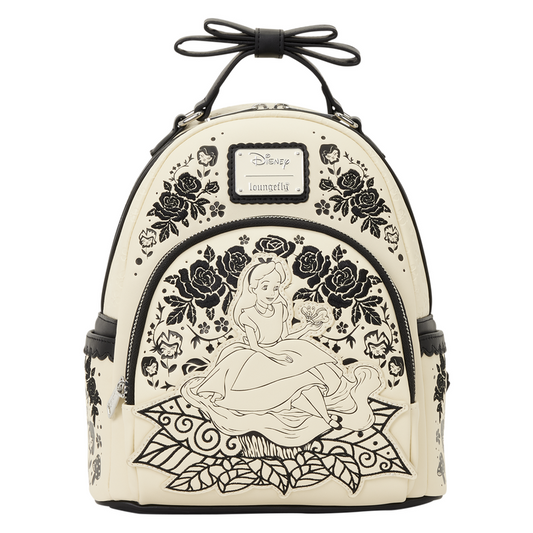 Mini-sac à dos Loungefly Alice au pays des merveilles avec fleurs