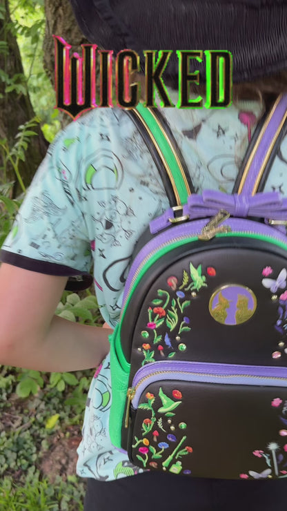 Mini-sac à dos Loungefly Wicked Glinda & Elphaba avec motif floral et dentelle